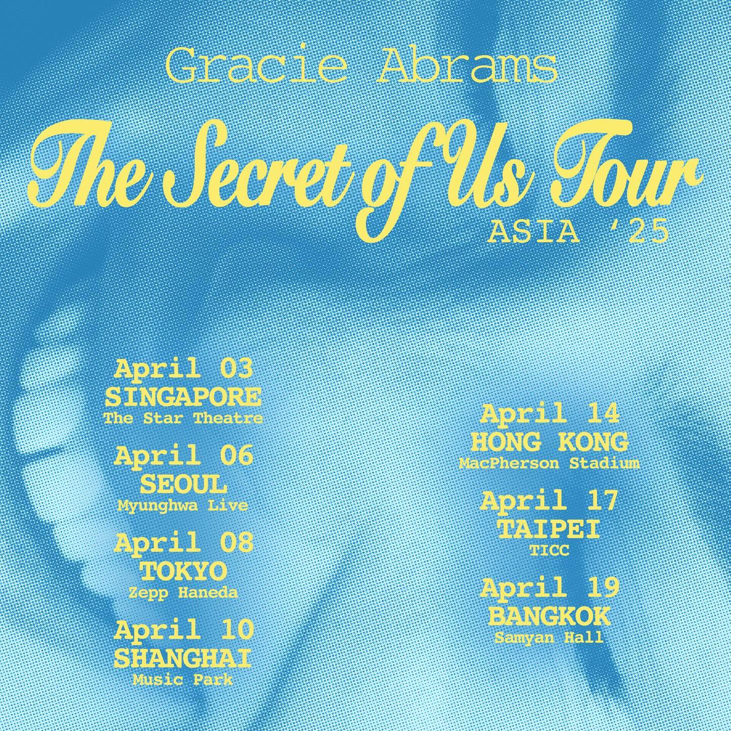 Gracie Abrams The Secret of Us Aisa Tour Poster 2025